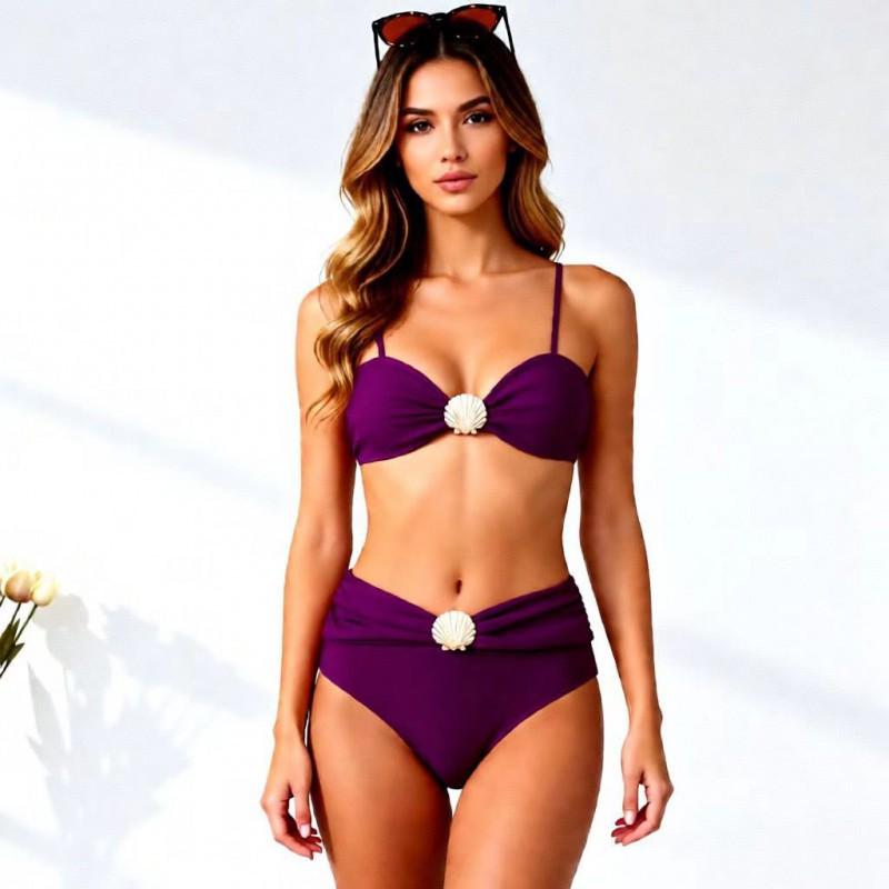 Swimsuit Feminine Solid Color Suspender Tube Top Bikini Beach Vacation Women