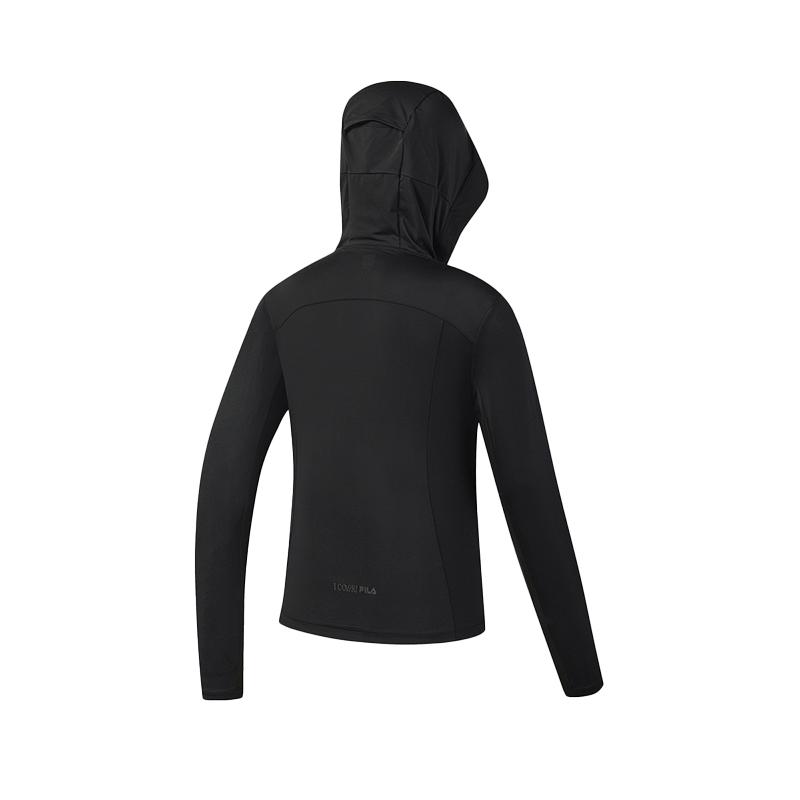 FILA Fitness Fashion Comfortable Simple Sports Training Slim Fit Hooded Knit Jacket Women jackets Black A51W621501FBK