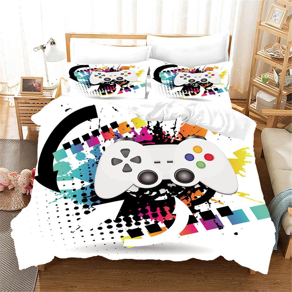 Gamepad Printing Three-Piece Digital Printing Quilt Cover Pillowcase Sheet