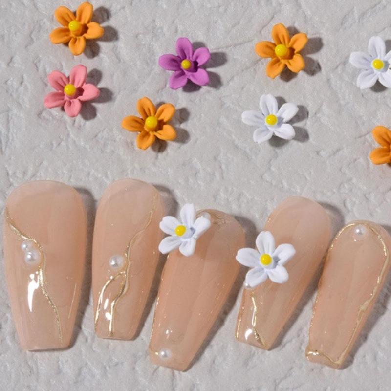 5 Sets of Nail Metal Small Flower Nails Frosted Hyuna Three-dimensional Color Flower Nail Art Accessories