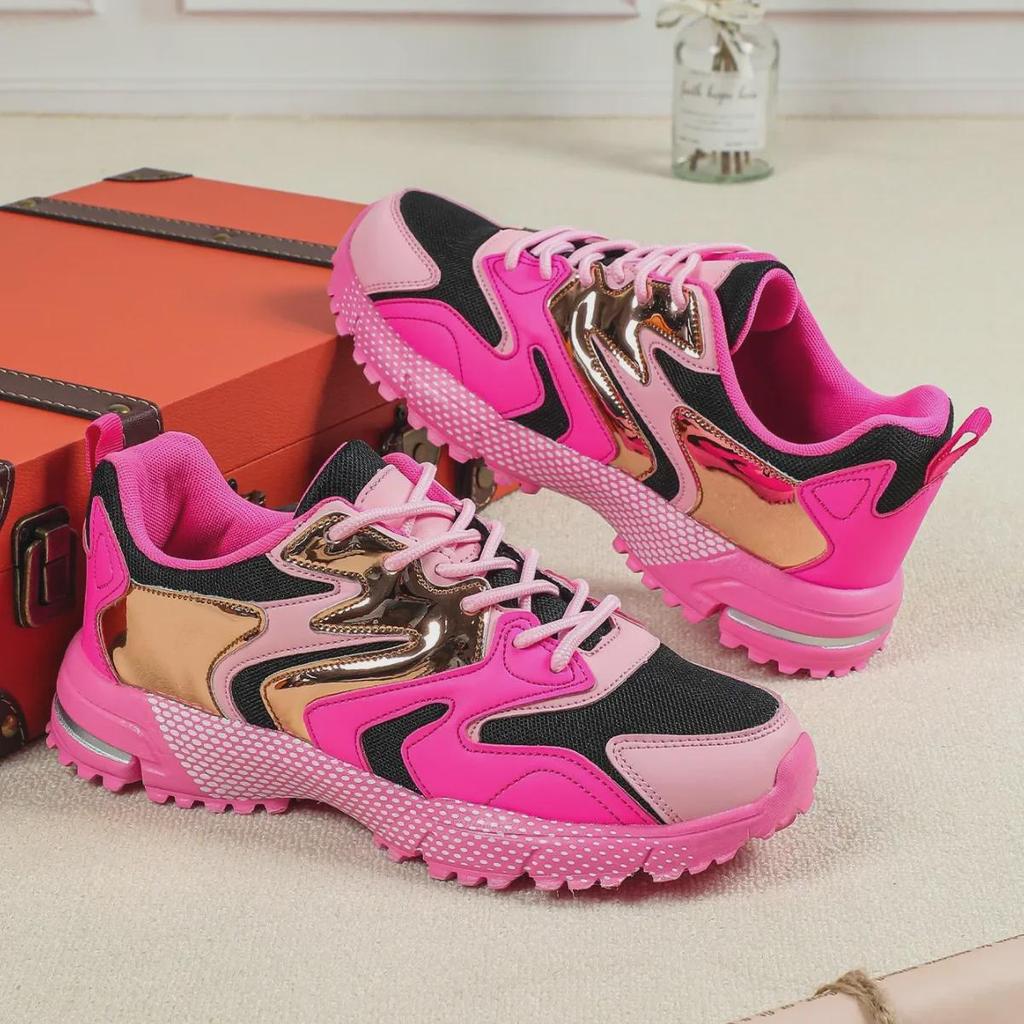 Modne sneakersy casual w stylu color-block z grubą podeszwą dla zwiększenia wzrostu - Unisexowe buty typu 'daddy' w stylu europejskim i amerykańskim