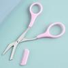 1Pc 3 Colors Stainless Steel Eyebrow Trimmer Scissors with Comb Professional Eyebrow Trimmer Scraper Face Care Tool for Beginner