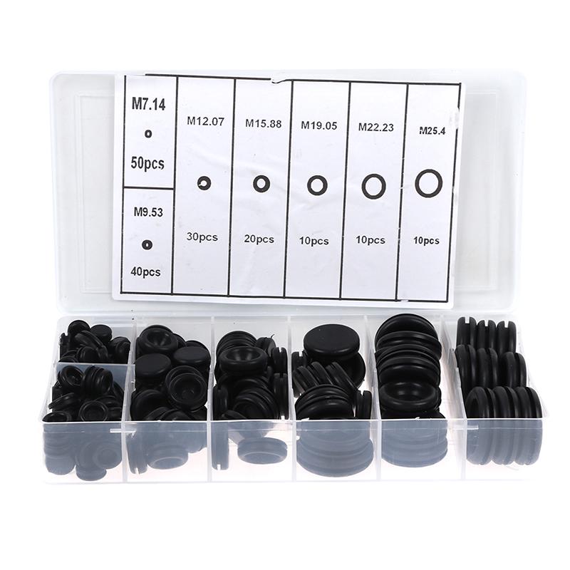 170Pcs Closed Seal Ring Car Rubber Grommet Hole Plug Electrical Wire Gasket Kit