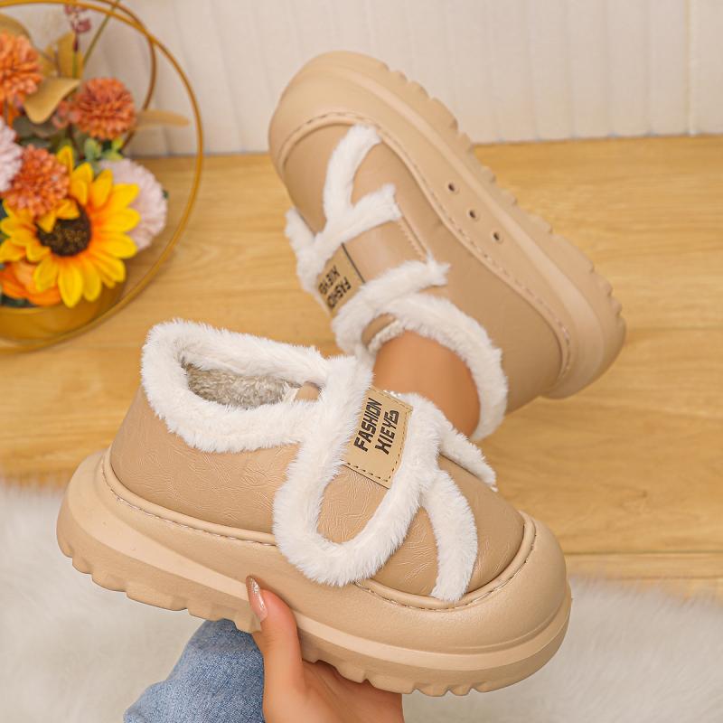 Cute Thick Bottom Fluffy Fur Casual Shoes Women 2025 Winter Chunky Platform Furry Ankle Boots Warm Plush Non Slip Snow Boots