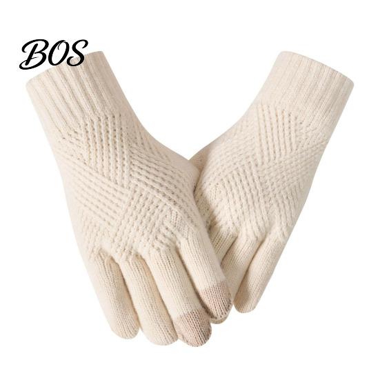 Outdoor Work Gloves for Winter Knitted Touchscreen Men Women, Warm Thermal Gloves, Thickened Conductive Fingertip Smartphone Plush Lining Mittens Cold