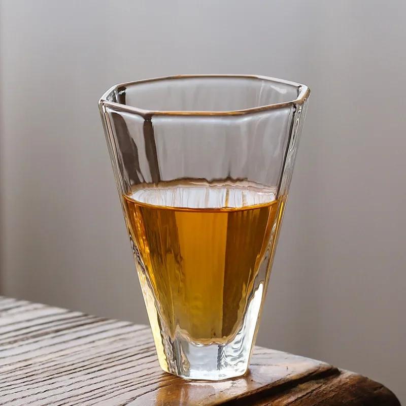 1 Piece 60ml 80ml Heat Resistant Kong Fu Master Tea Cup Small Capacity Vertical Texture Thick Sake Soju Tasting Glass Drinkware