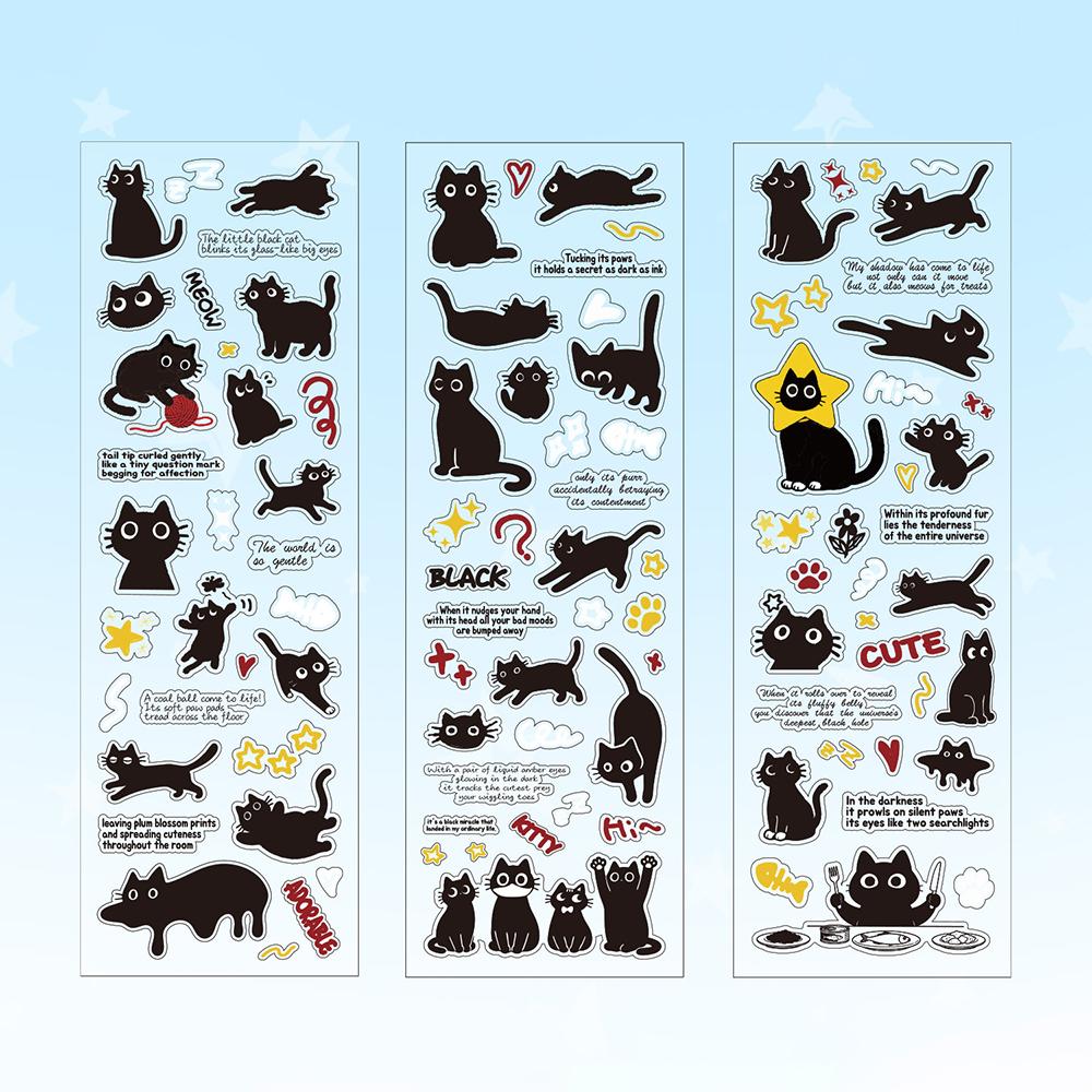 Cat daily cute cat English pattern waterproof tent material DIY card decoration sticker