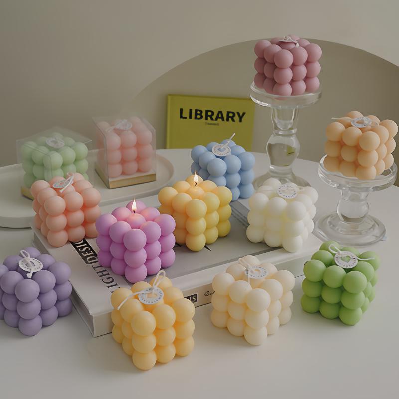 New Arrival Decorative Luxury Bubble Scented Candles with Clear Gift Box Handmade Long-lasting Holiday Easter Aesthetic