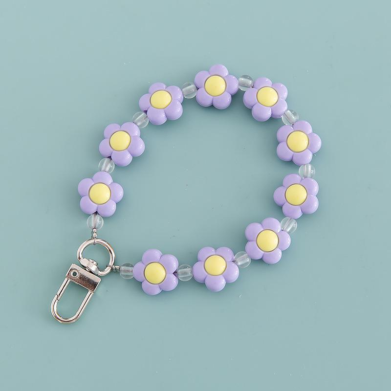 

Colorful Flower Keychain Pendant with Beads - Cute Translucent Accessories for Bags and Couples
