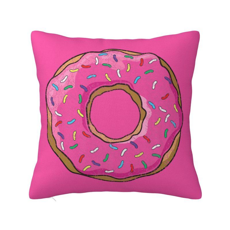 Custom Pink Donut Pillow Case Decor Home Food Bread Doughnut Nordic Cushion Cover Square Pillowcase