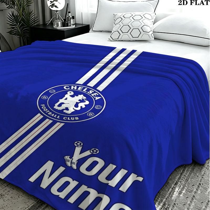 1PC Chelsea F Custom Name Patterned Flannel Blanket Suitable For All Seasons for Home Decor Warmth and Comfort Gifts Holiday Present