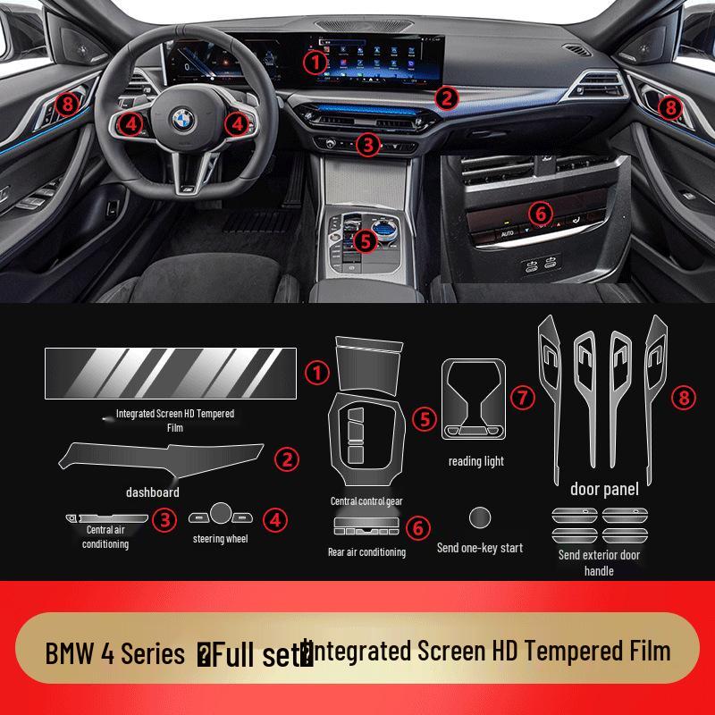 25 BMW 4 Series 425i/430i Interior Console Tempered Glass Protector Film
