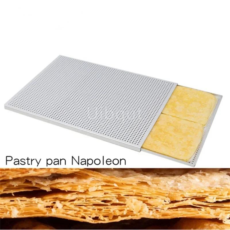 Plech na pečení listového těsta obdélníkový Forma na pečivo Mille Feuille Perforovaný plech Trouba Pařížský sladký obchod Napoleon plech na pečení S dírou
