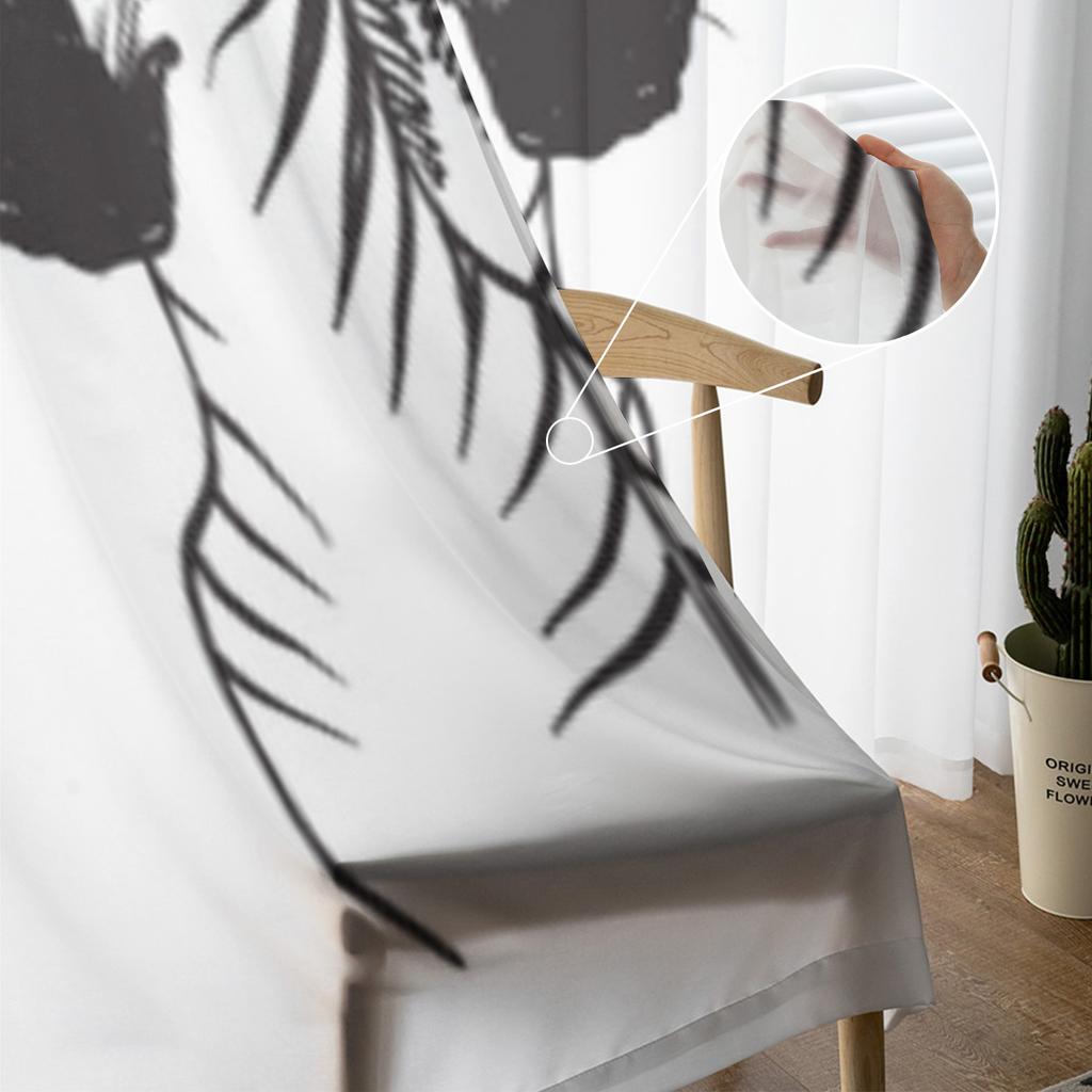 Skizzen Tüllvorhänge für Wohnzimmer Schlafzimmer Weihnachten Chiffon Transparent Voile Küchenvorhang