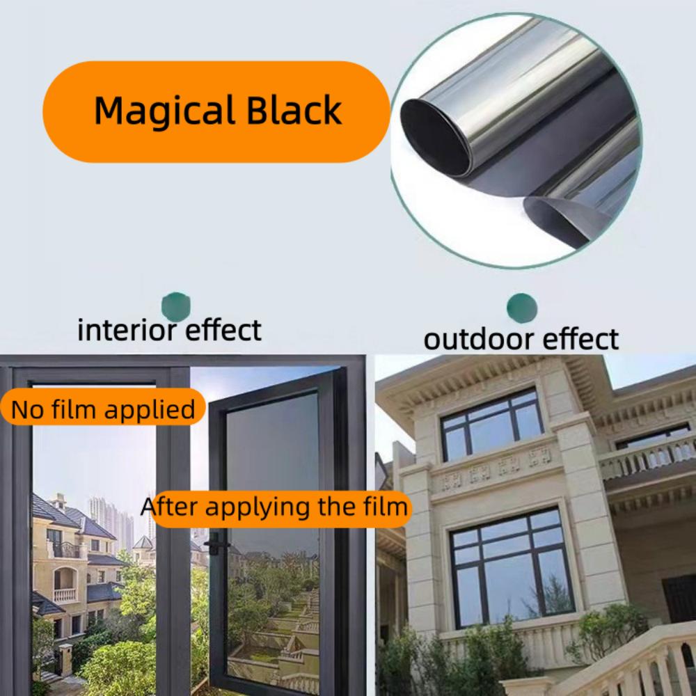 1pc One Way Window Privacy Tint Film Anti Look Mirror Self-adhesive Film Sun Blocking Anti UV Static Cling Stickers Home Decor