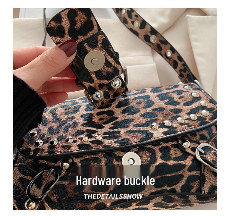 Spicy Girl Women's Studded Baguette Bag – Spring 2025 Motorcycle-Style Shoulder & Crossbody Design