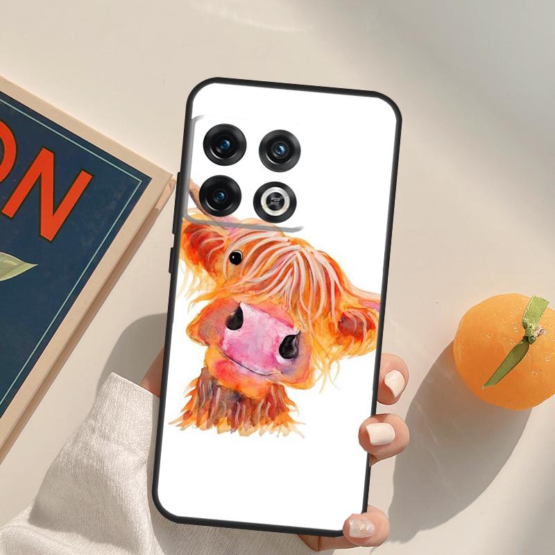 Cute Highland Cow Case For OnePlus 13T 10T 10R 12R 13R 15 13 12 11 10 9 Pro Nord CE 5 2 3 4 Lite N20 N30 Cover