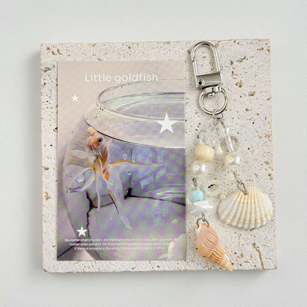 Seashell Bag Charm Blue Color Keychain Pendant Versatile Phone Lanyard  For Women