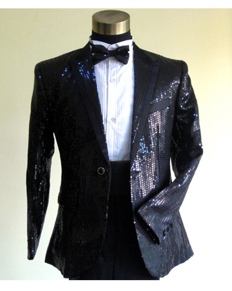 Men's Psy Style Sequin Performance Costume for Emcee, Singer, Choir, or Art Exam