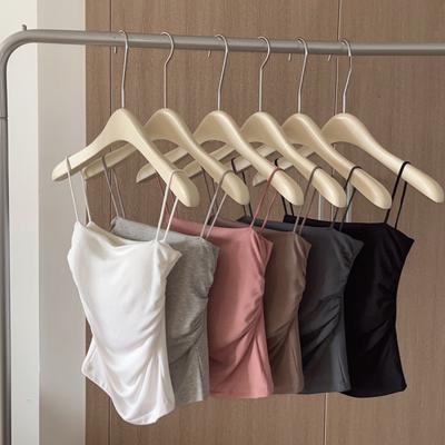 Canotta da donna senza cuciture imbottita plissettata slim fit tinta unita senza schienale elasticizzata estiva canotta da donna