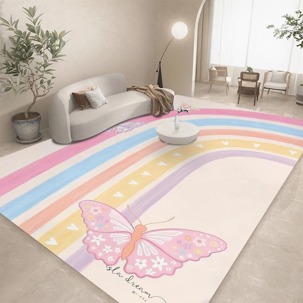 Simple and Cute Girl Rainbow Cloud Pattern Carpet Floor Mat Living Room Bedroom Mat Home Decoration Rugs Bedroom Decor Carpet