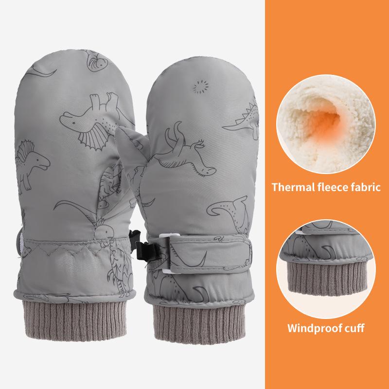 Kids' Quick-Dry Warm Ski Gloves with Waterproof Fabric and Thick Velvet Lining