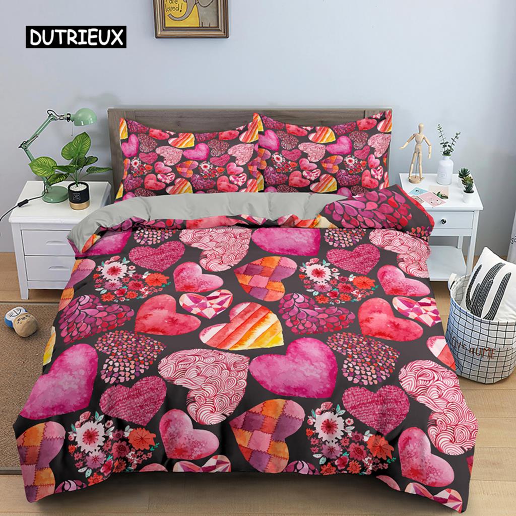 Red Lips Duvet Cover Set 3D Bedding Set Kiss Me Red Lips Bedclothes King Size Quilt Cover Sexy Lips for Women Men Bedroom Decor