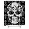Tuniu Totenkopfmuster Duschvorhang Schwarz Grau Gotisch Horror Zimmerdekor Badezimmervorhang