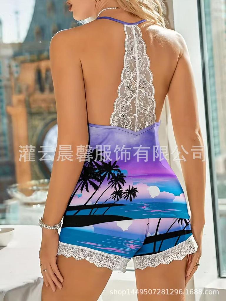 European and American loungewear four seasons new casual pajamas women's milk silk fabric vest sleeveless shorts set