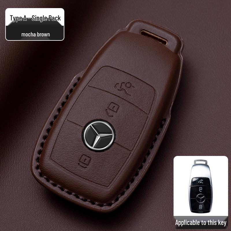 Mercedes-Benz Original Color Nappa Leather Key Case for GLE, GLAC200L, C260L, E300L, E-Class, S-Class, and C-Class.