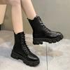 Large Size Women's Boots British Style  New In Trend Cool and Fashionable Black Short Boots