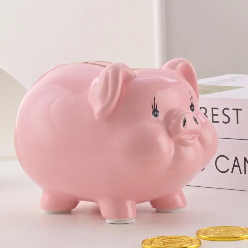 Pink Money Box Coin Ceramic Secret Kids Saving Hidden Safe Pig Piggy Bank No Exit Porcelain Storage Piggy Bank Money Box ZG111