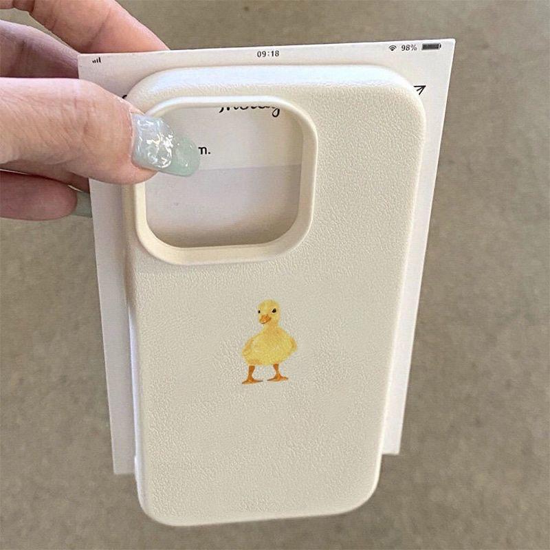Cute Watercolor Yellow Duckling Pattern Design Protective Cover for iPhone 17 16 15 14 13 12 11 16E Series Pro Max Plus
