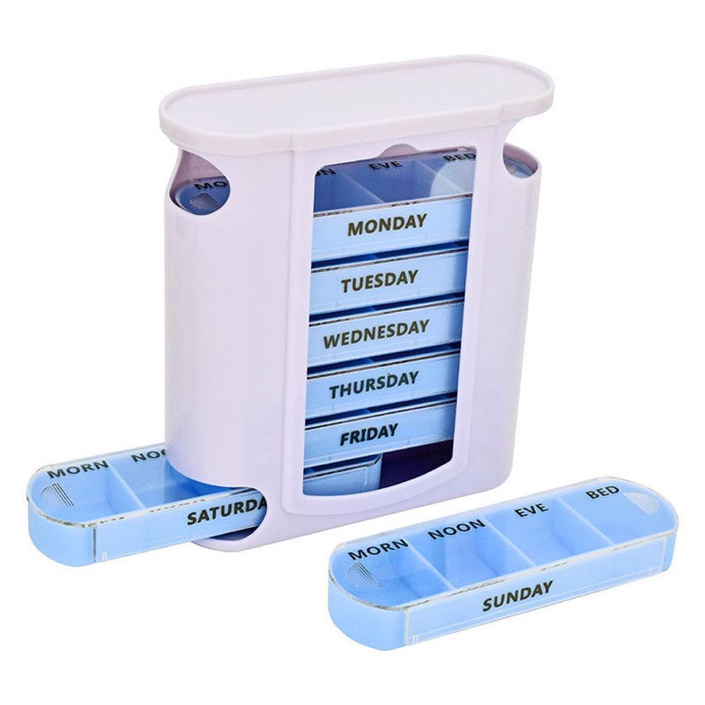 Weekly 7 Days Pill Box Compartments Pill Organizer Plastic Medicine Storage Dispenser Cutter Drug Cases for Home Travel