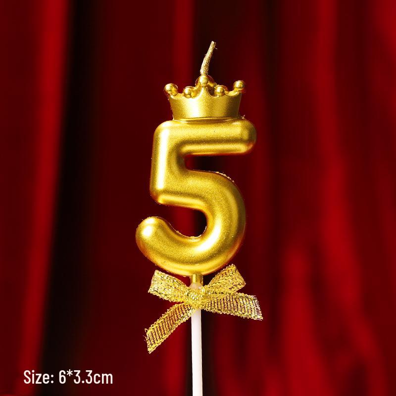 Gold Number Birthday Candles - Cartoon Cake Decorations for Kids' Parties