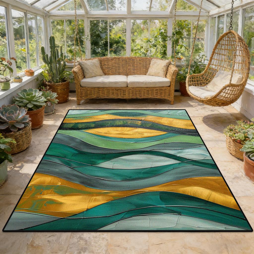 Modern Abstract Geometric Fluffy Sunroom Rug Living Room Decoration Aesthetic Antiskid Carpet Big Size Easy Clean Soft Floor Mat