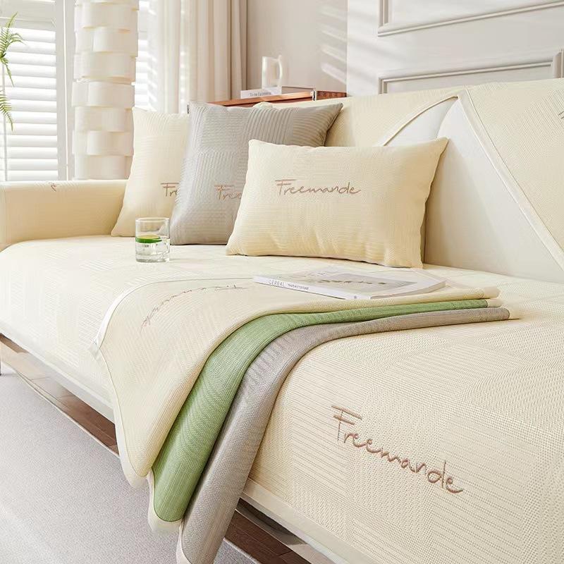New Summer Ice Silk Mat Sofa Cushion Washable Non-Slip Seat Cushion Simple Sofa Cover Cloth Towel