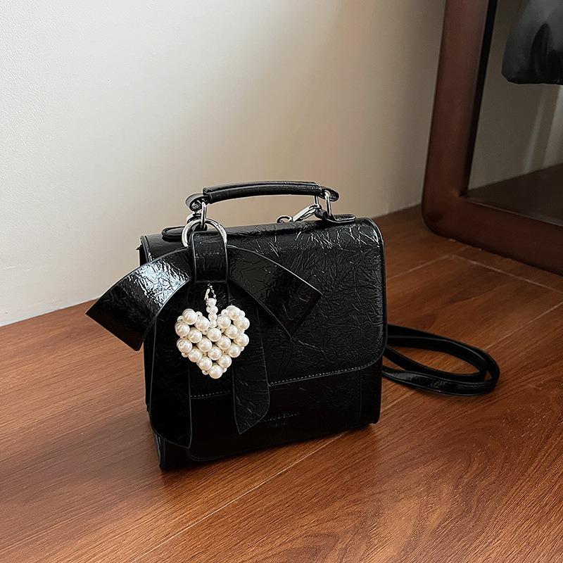 

College students versatile bow niche backpack bag women s summer new fashion messenger small square bag чёрный