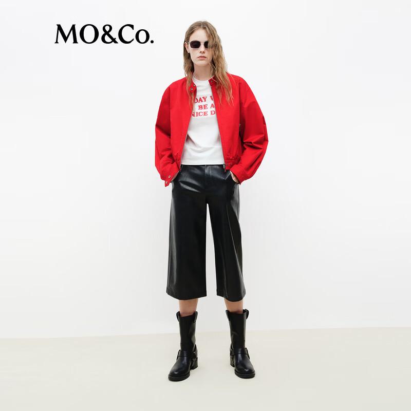 MO&Co. Women's Solid Stand Collar Cotton Jacket