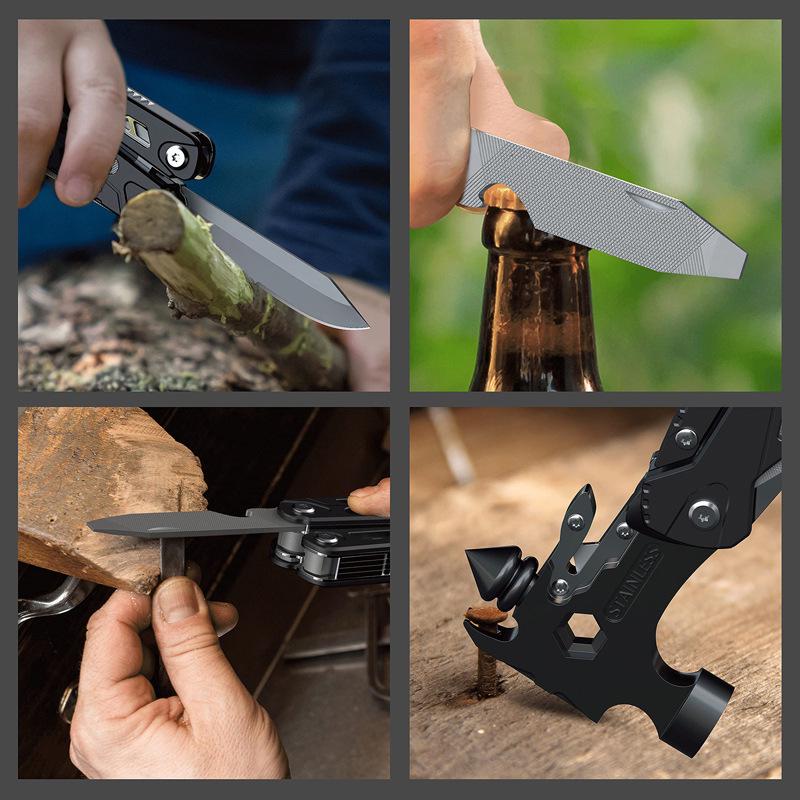 Multifunctional Outdoor Tool: Pliers, Hammer, Folding Knife, Vehicle Window Breaker