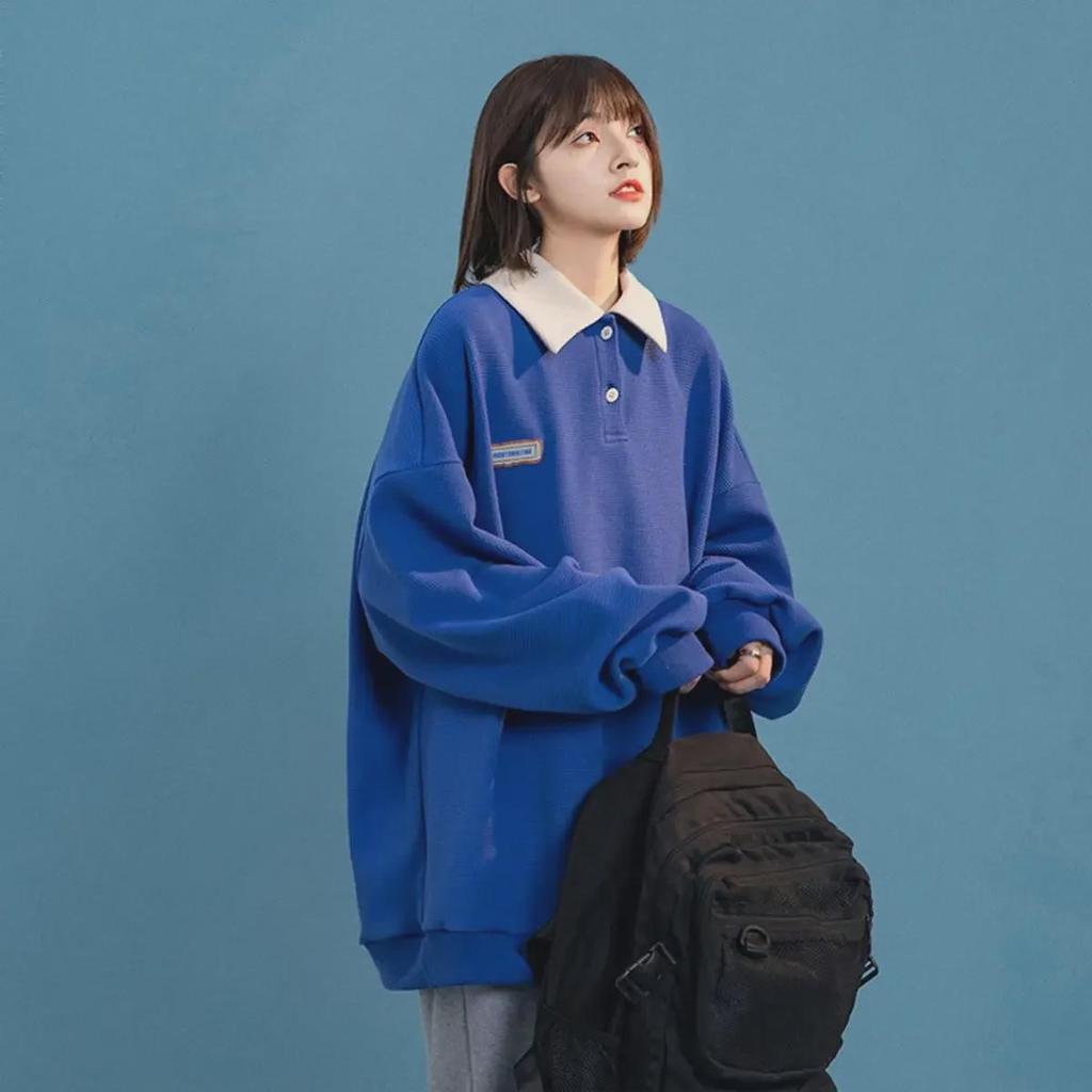 Men's Cream Yellow Loose Fit Polo Sweatshirt - BF Lazy Style, Spring/Autumn 2022 All-Match Jacket