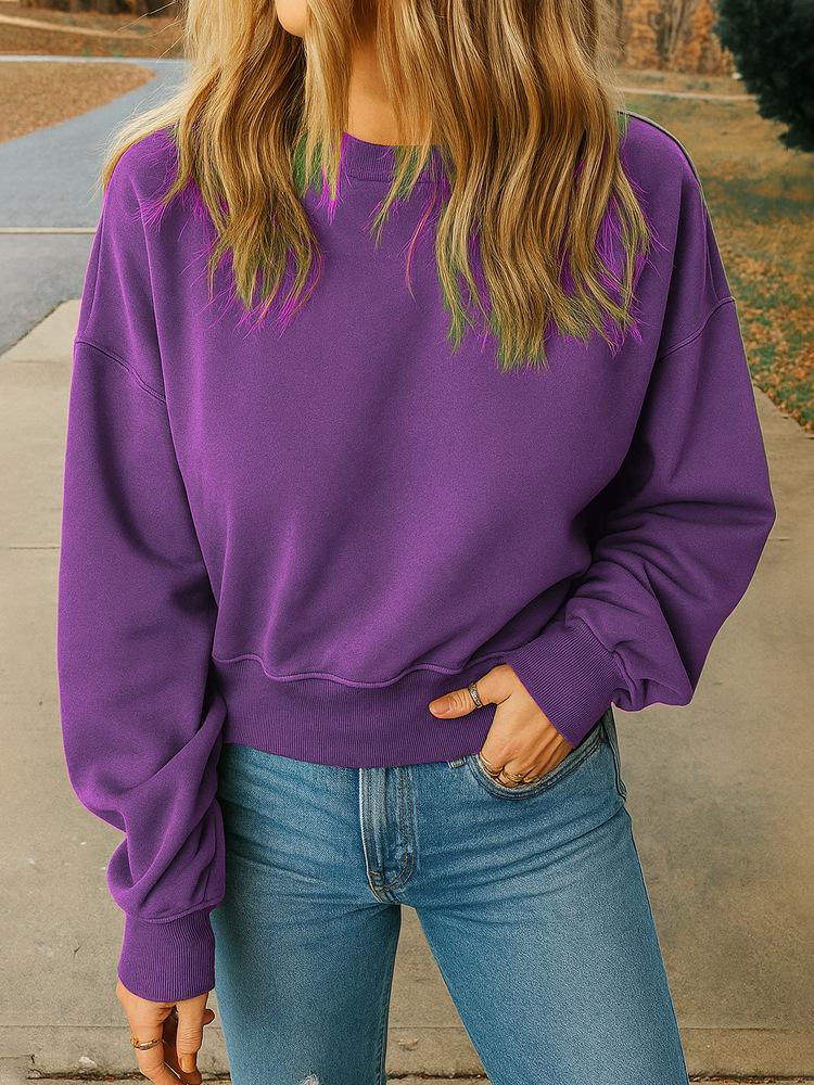 Casual Round Neck Long Sleeve Pullover with Pocket Mesh Fabric Multicolour Womens Sweatshirt Daily Wear Comfortable Casual Style for Daily Outfits