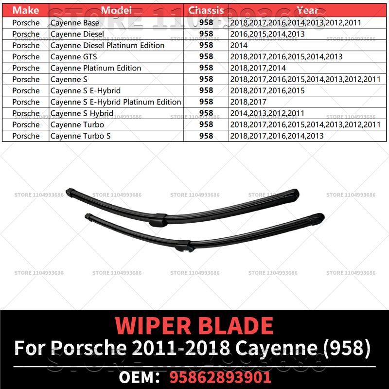 For Porsche 2011 2012 2013 2014 2015 2016 2017 2018 Cayenne S GTS Turbo S (958 92A) Wiper Blade OEM 95862893901 95862893900