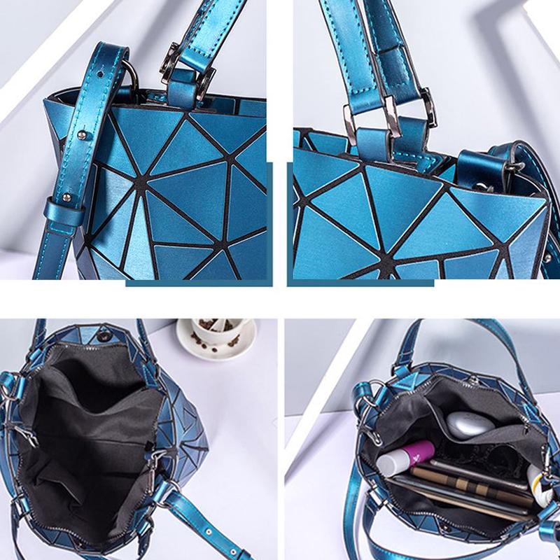 WTEMPO Creative Geometric Diamond Handbags Bucket Women Luminous Přenosné jednoramenní Messenger Bags