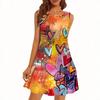 Abito estivo da donna senza maniche con stampa 3D Moda Versatile Traspirante Tendenza Casual