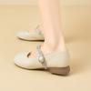 Sheepskin Shallow Mouth Single Shoes Women's New One-word with Rhinestone Fairy Mary Jane Shoes Soft Sole Leather Small Leather Shoes Women