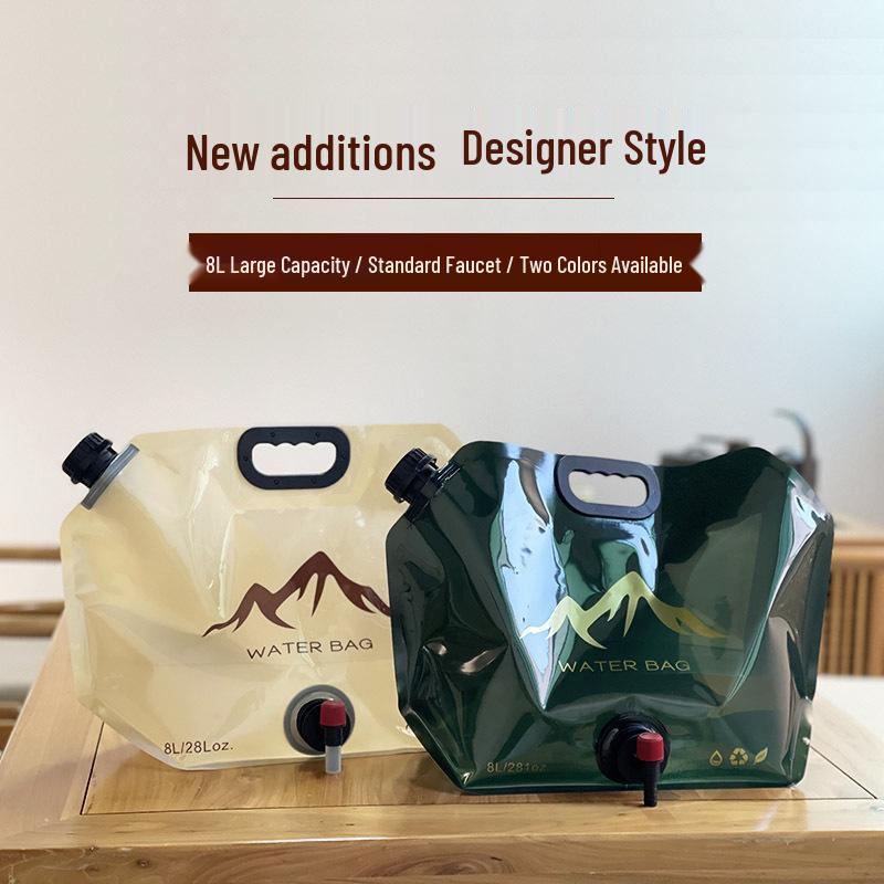 8L Large Portable Collapsible Water Bag for Travel, Outdoor, Car, Picnic, and Emergency Use 8L хаки