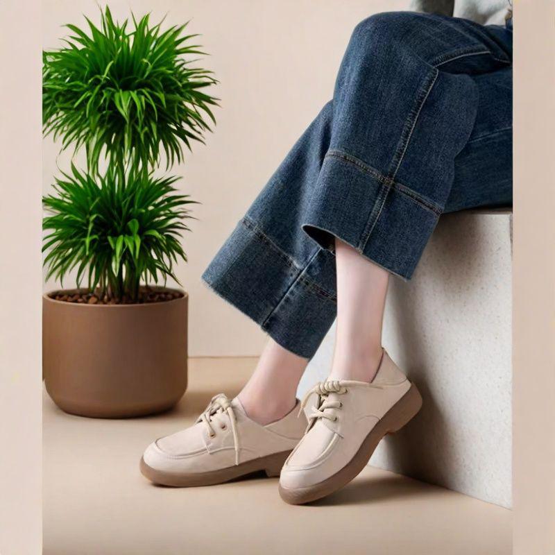 

Genuine Leather Non-Slip Soft Sole Loafers for Middle-Aged & Elderly Women - Casual Spring & Autumn Style 41 грязно-белый