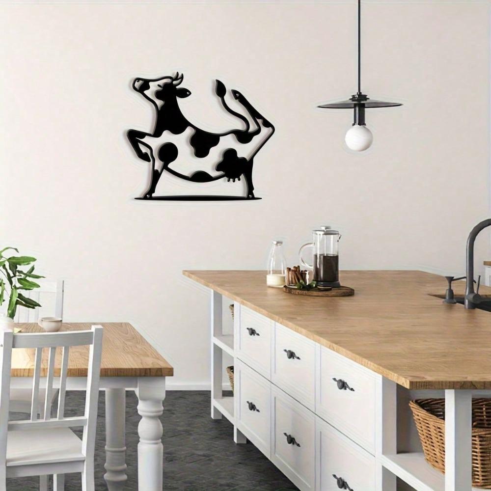 Funny Dancing Cow Metal Wall Art Farm Theme Sculpture Home Decor Gift