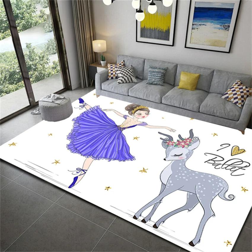 Cartoon Ballet Girl Carpet for Kids Room Kawaii Children's Room Carpets for Baby Girl Nordic Soft Bedroom Rug Floor Mats To Play